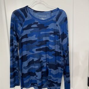 Lucky Brand Navy Camo Long Sleeve Top